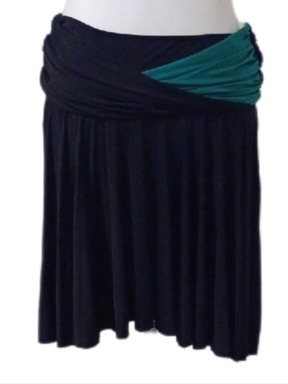 <> BCBGirls Black Mini Skirt with Teal Accent Women's Size Small